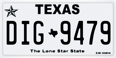 TX license plate DIG9479