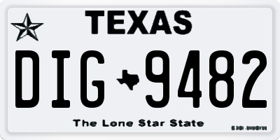 TX license plate DIG9482