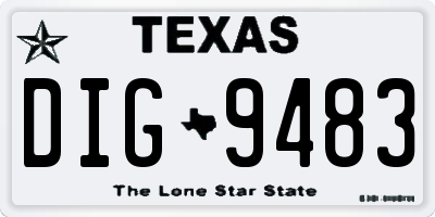 TX license plate DIG9483