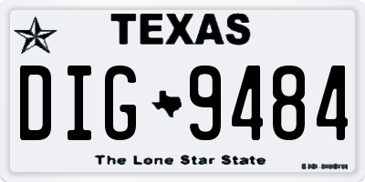 TX license plate DIG9484