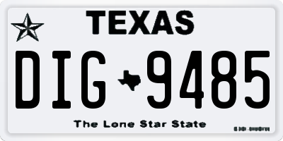 TX license plate DIG9485