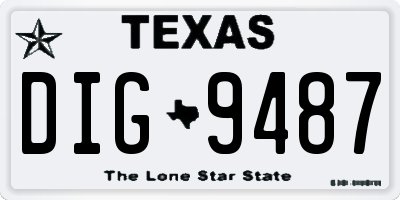 TX license plate DIG9487