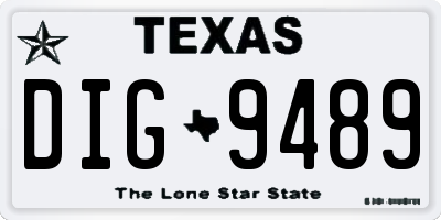 TX license plate DIG9489