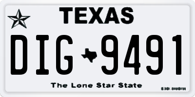 TX license plate DIG9491