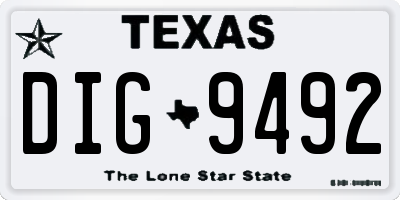 TX license plate DIG9492