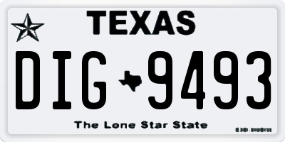 TX license plate DIG9493