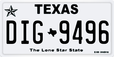 TX license plate DIG9496