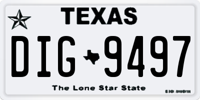 TX license plate DIG9497