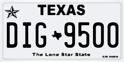 TX license plate DIG9500