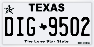 TX license plate DIG9502