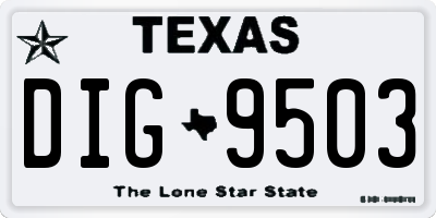 TX license plate DIG9503