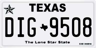 TX license plate DIG9508