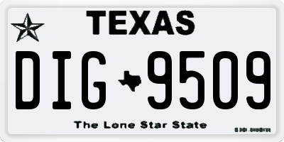 TX license plate DIG9509