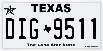 TX license plate DIG9511