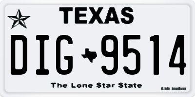 TX license plate DIG9514