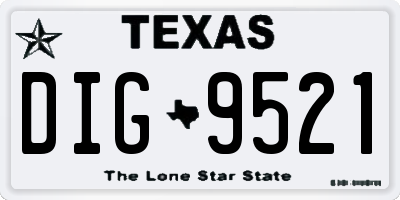 TX license plate DIG9521