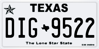 TX license plate DIG9522