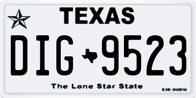 TX license plate DIG9523