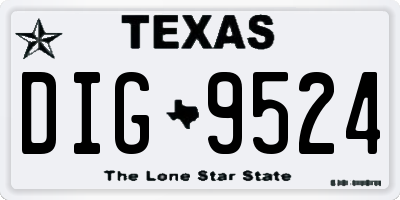 TX license plate DIG9524