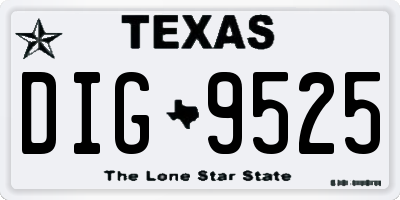 TX license plate DIG9525