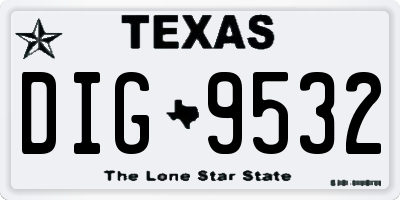 TX license plate DIG9532