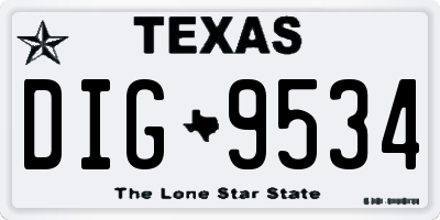 TX license plate DIG9534