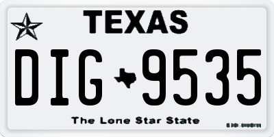 TX license plate DIG9535