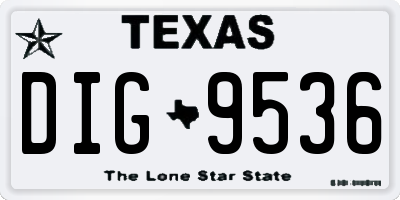 TX license plate DIG9536