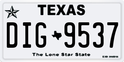 TX license plate DIG9537