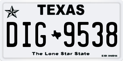 TX license plate DIG9538