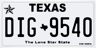 TX license plate DIG9540