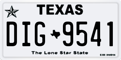 TX license plate DIG9541
