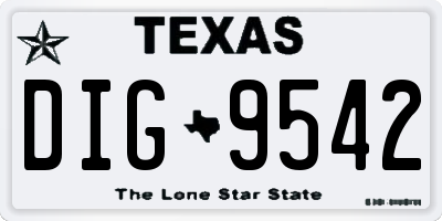 TX license plate DIG9542
