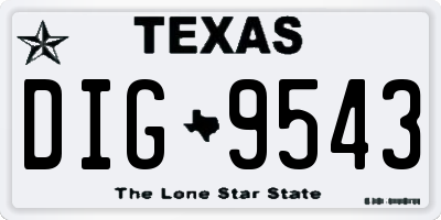 TX license plate DIG9543