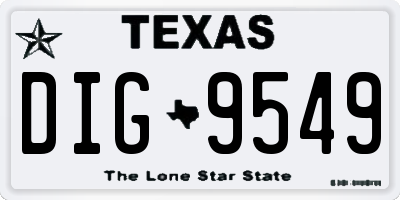 TX license plate DIG9549