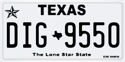 TX license plate DIG9550