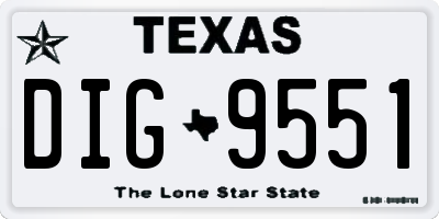 TX license plate DIG9551