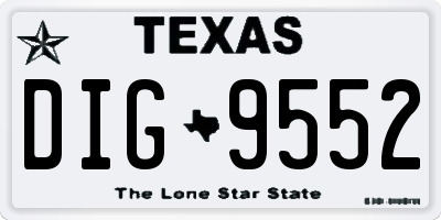 TX license plate DIG9552