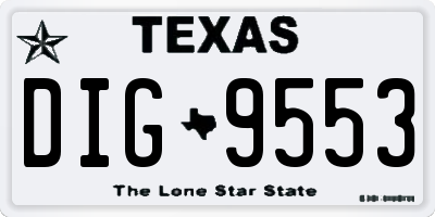 TX license plate DIG9553