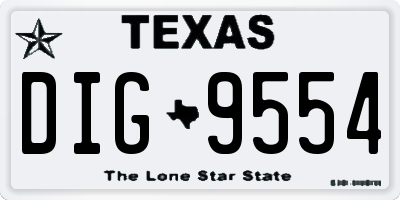 TX license plate DIG9554
