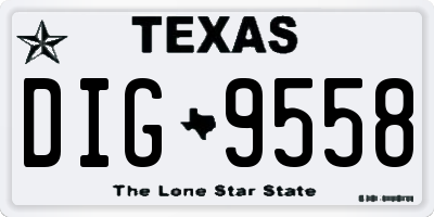 TX license plate DIG9558