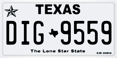 TX license plate DIG9559