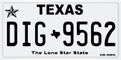 TX license plate DIG9562