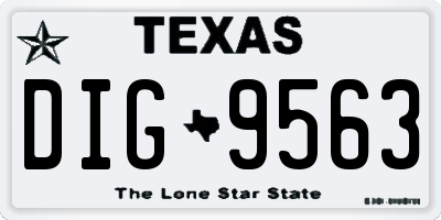 TX license plate DIG9563