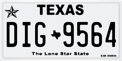 TX license plate DIG9564