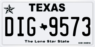 TX license plate DIG9573