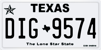 TX license plate DIG9574