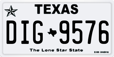 TX license plate DIG9576