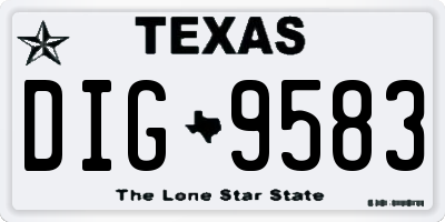 TX license plate DIG9583