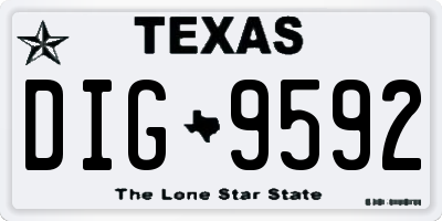 TX license plate DIG9592